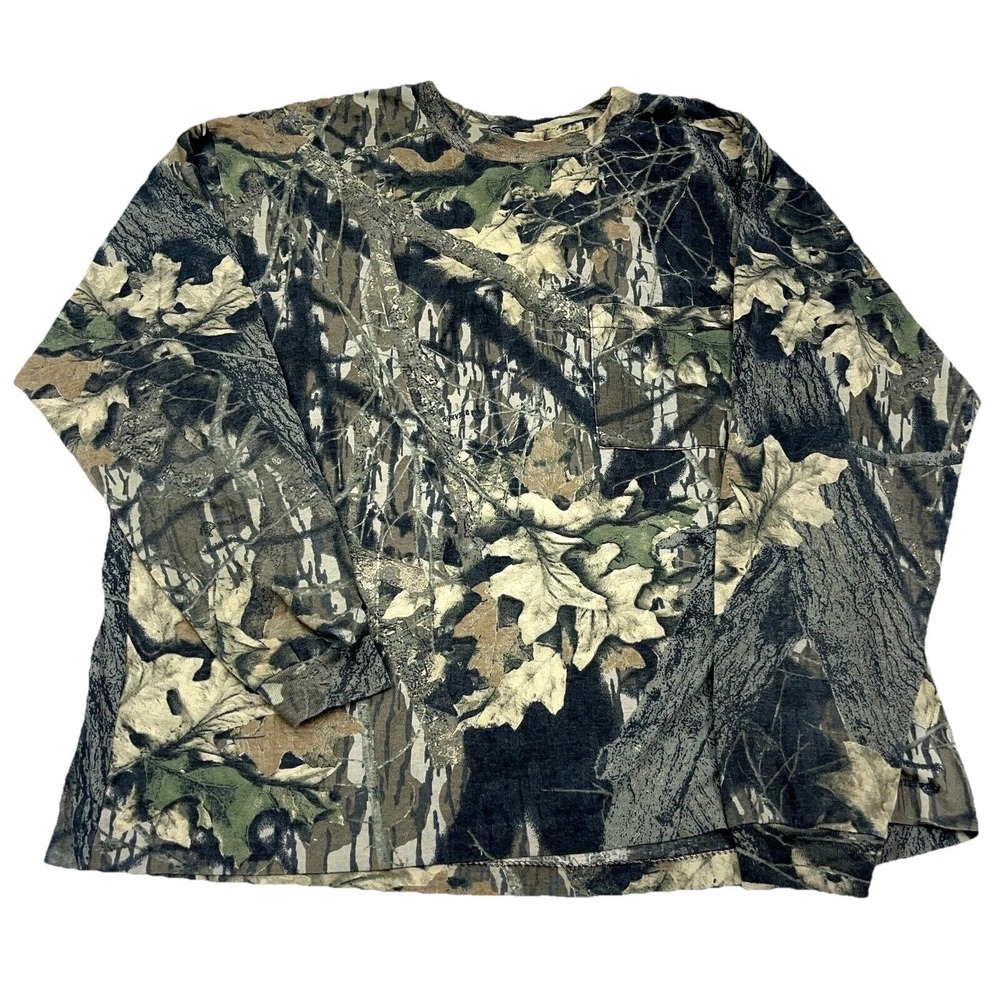 Vintage Realtree Camo Shirt Men XL Long Sleeve Pocket Tee Single Stitch 90s *